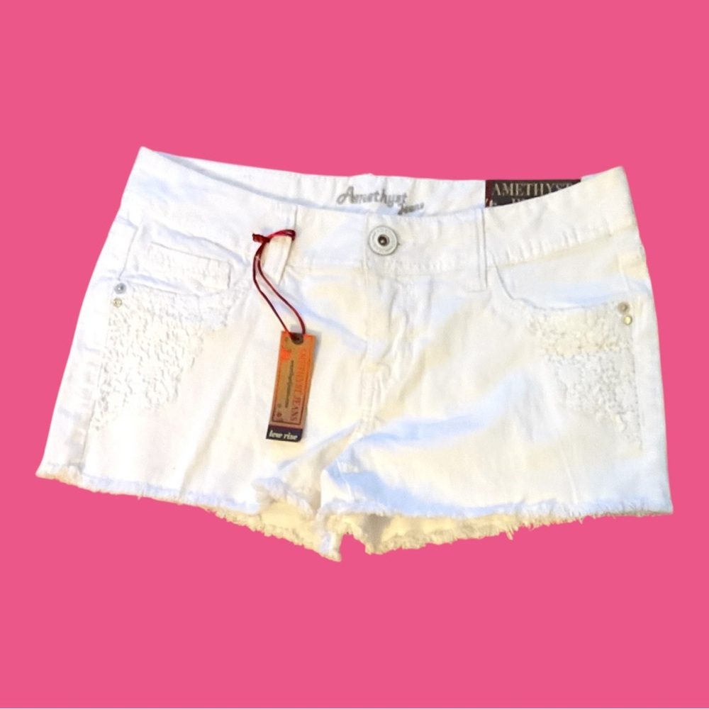 Amethyst Jeans White Distressed Jean Shorts Size- 7